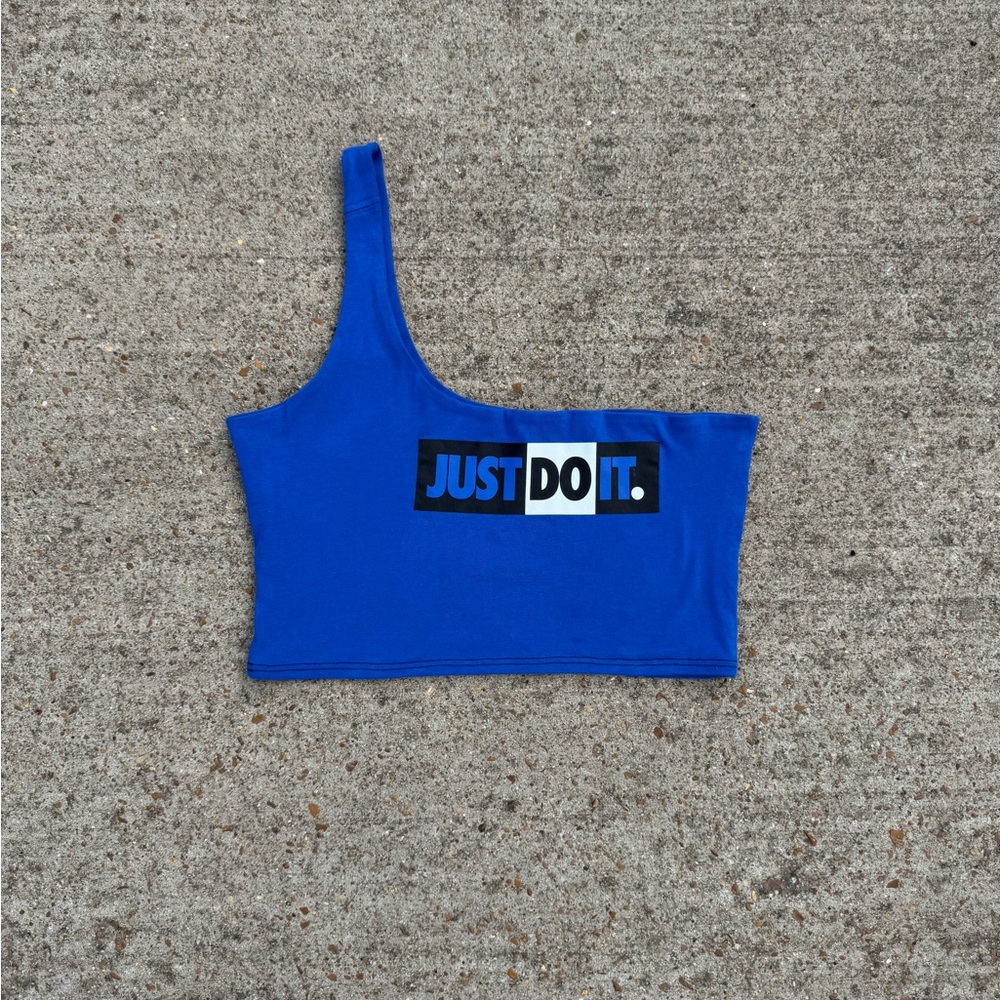 Blue Asymmetrical Crop Top
